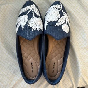 Birdies Rafia Flats Blue and white 9.5